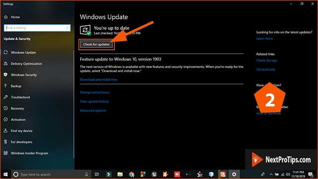 How to update windows 10 step 2