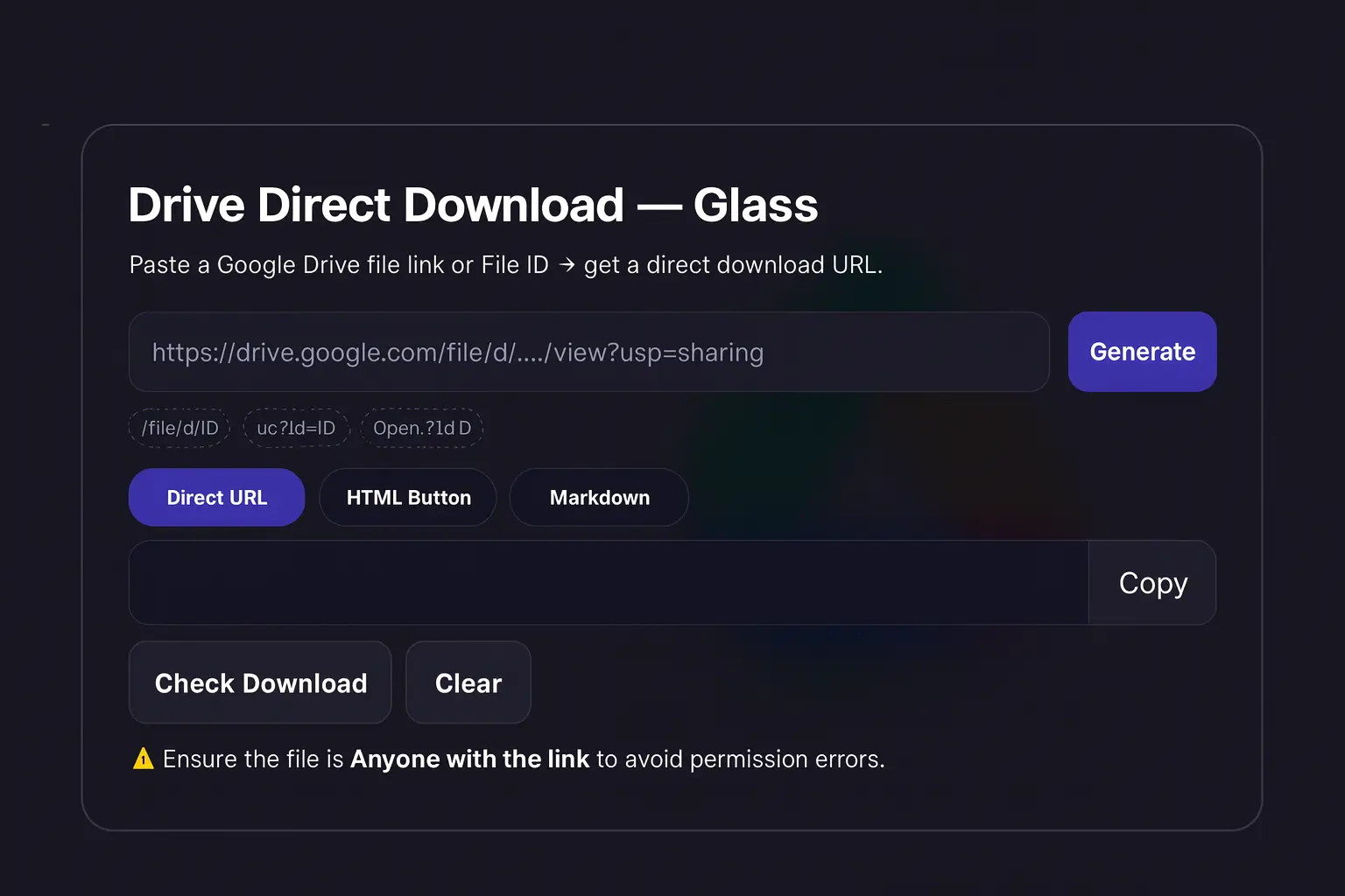 Google Drive Direct Download link generator